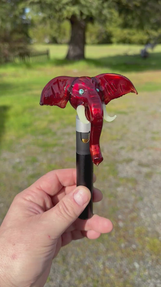 Blood red over Electrum Elephant Head pivot tip